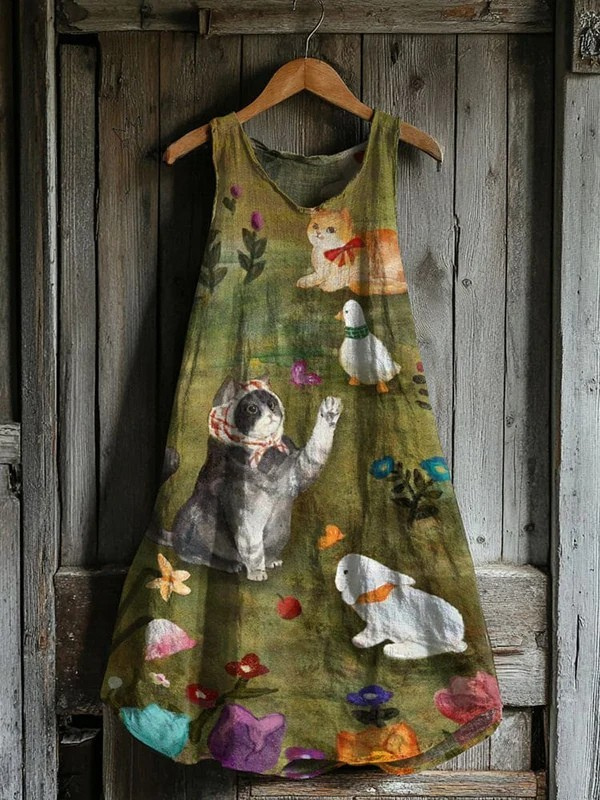 Avery – Playful Cat Tank Dress