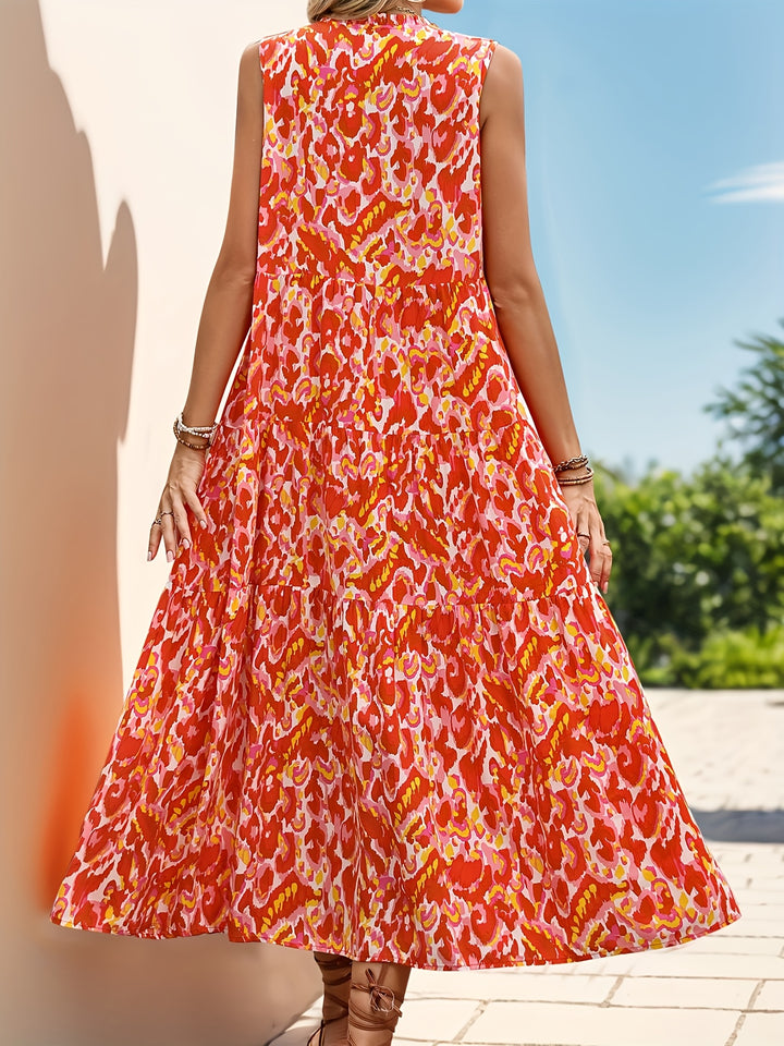 Zaya – Bohemian Fringe Print Maxi Dress